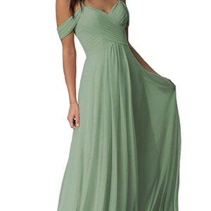 Off the Shoulder Sage Bridesmaids Dress